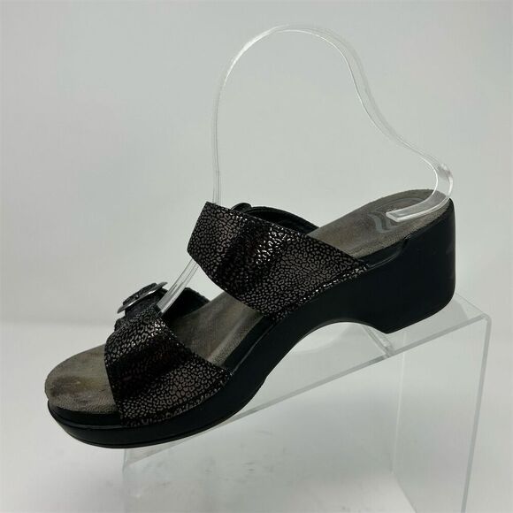 Dansko Women's Black Wedge Heel Slip-On Sandals Size 39 (US 8.5-9) Summer - Picture 3 of 12